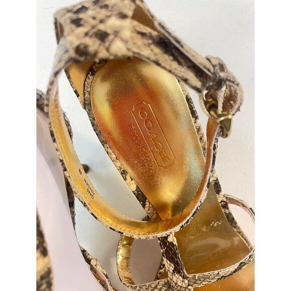 Coach Hayden Leather Strappy Python print Leather Sandals size 8 B - Picture 7 of 7